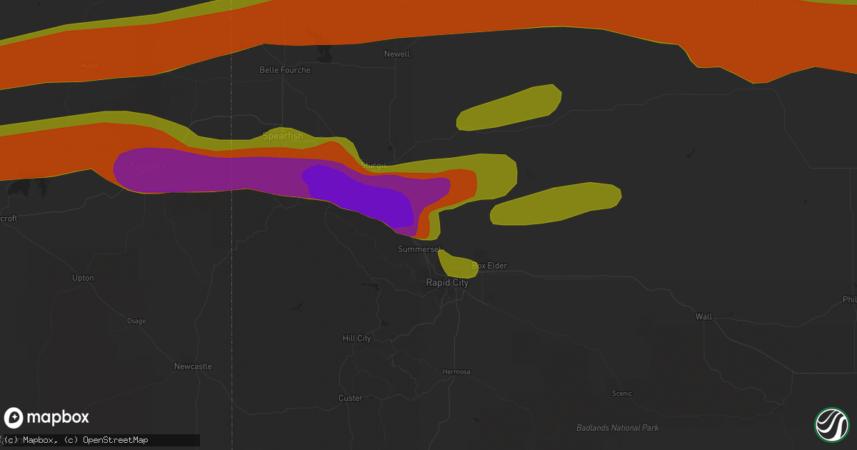 Hail map in Piedmont, SD on June 29, 2018