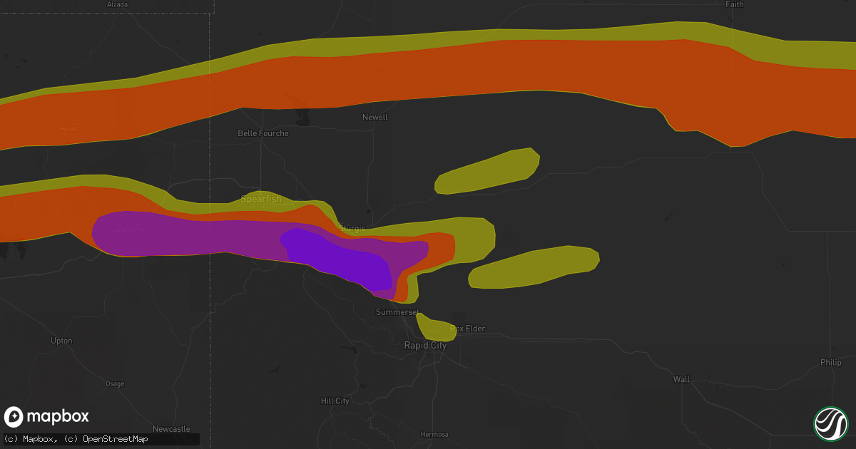Hail map in Sturgis, SD on June 29, 2018