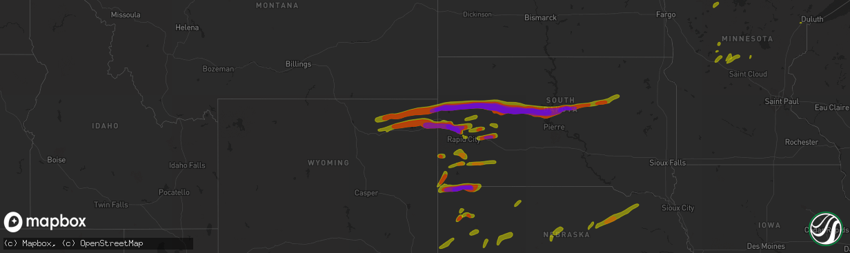 Hail map on June 29, 2018