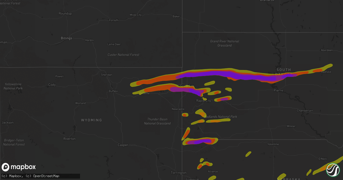 Hail map on June 29, 2018