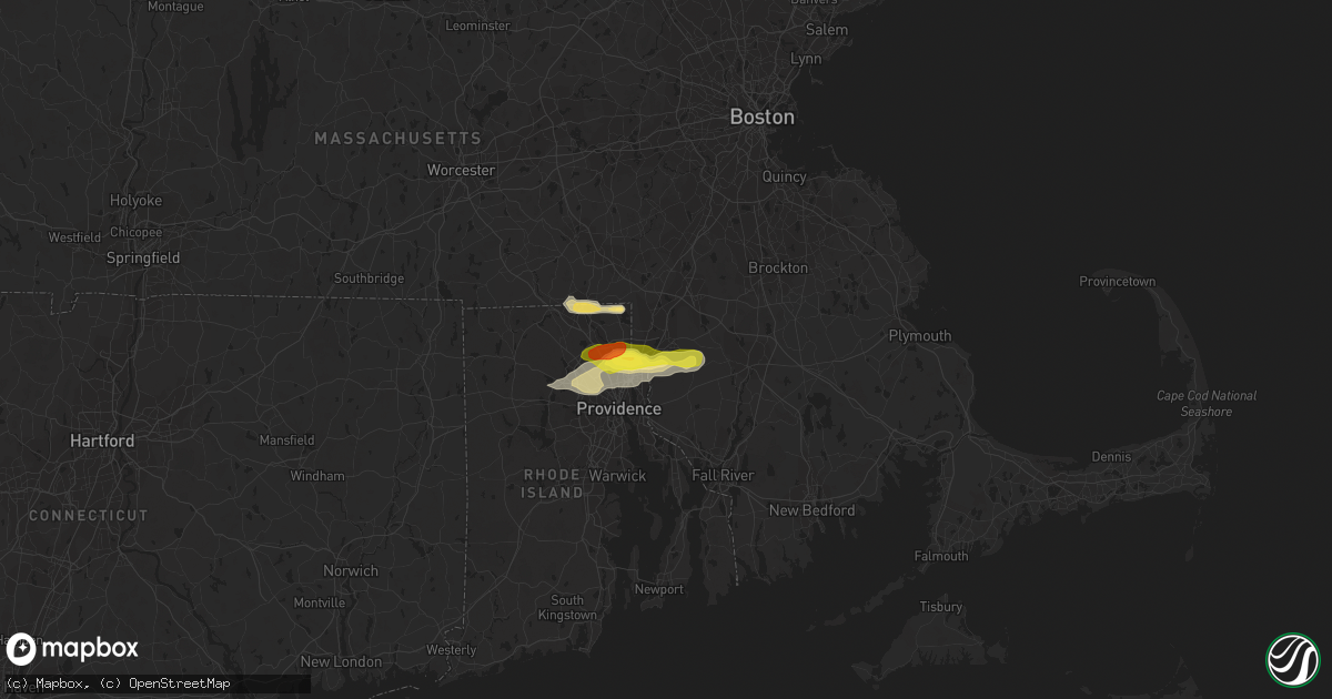 Hail map in Attleboro, MA on June 29, 2019