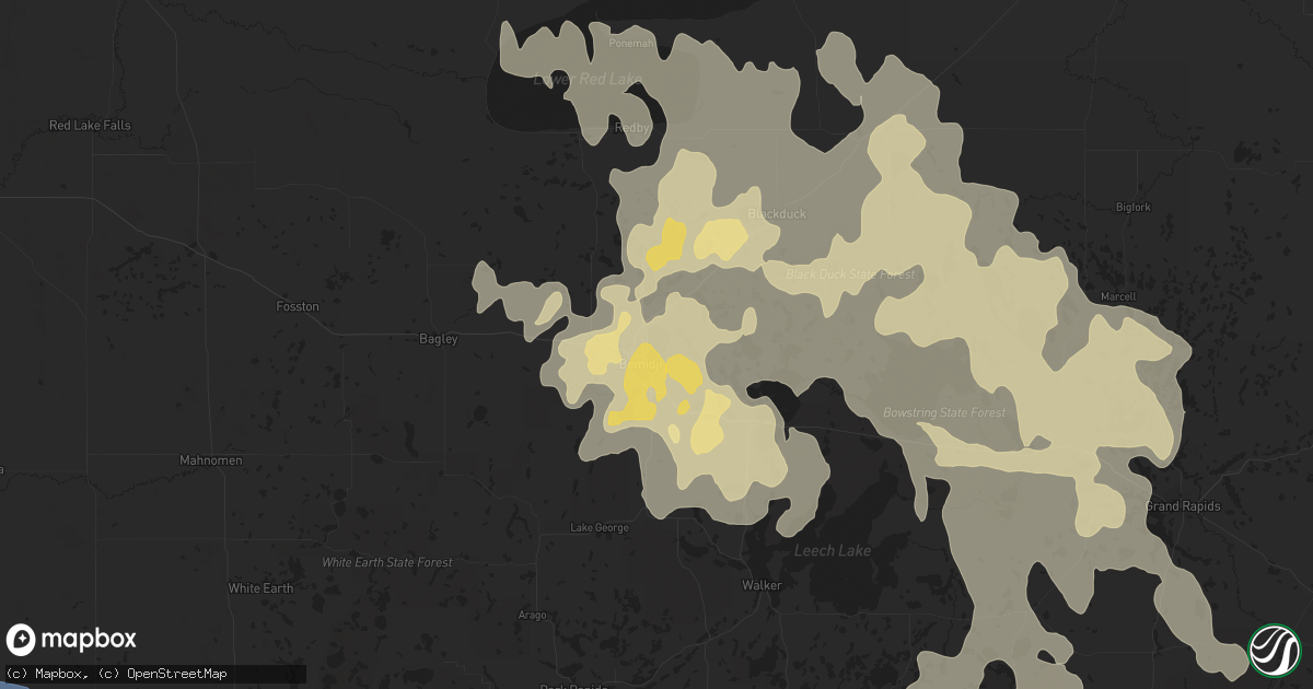 Hail map in Bemidji, MN on June 29, 2019