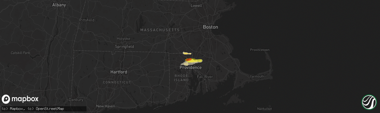 Hail map in Cumberland, RI on June 29, 2019