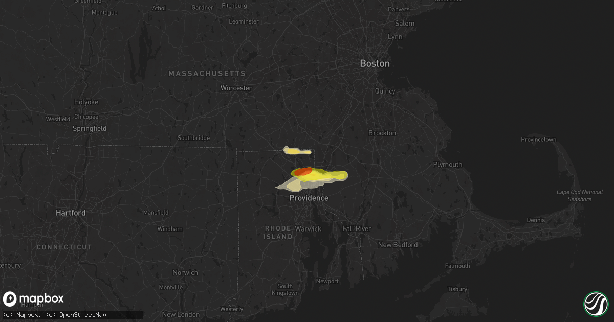 Hail map in Cumberland, RI on June 29, 2019