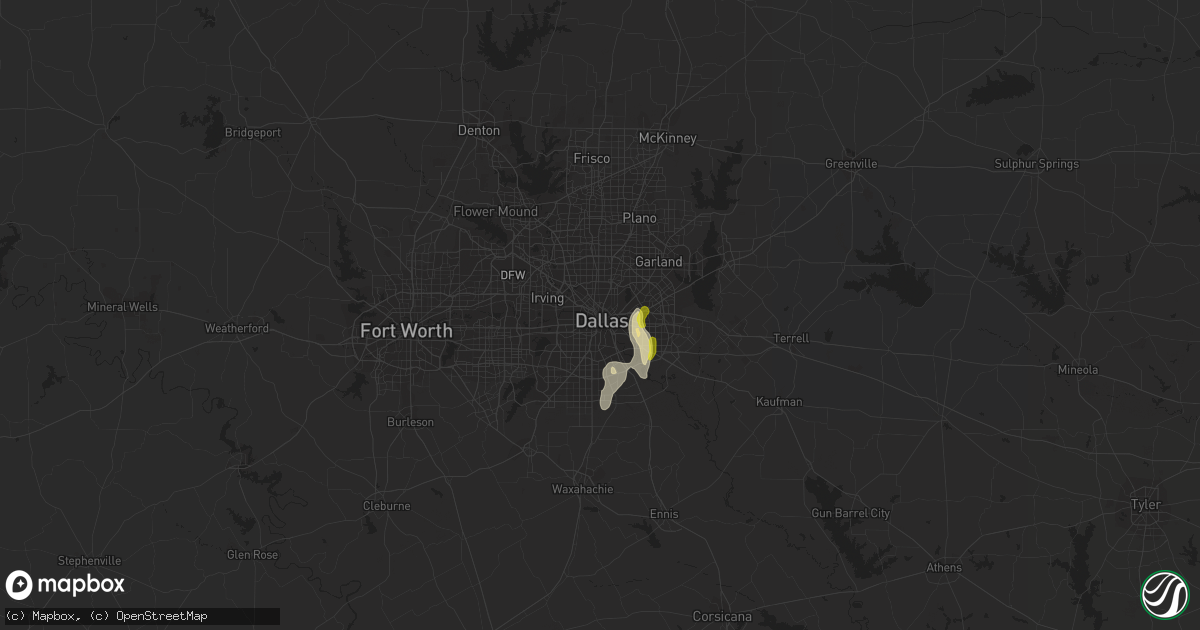 Hail map in Dallas, TX on June 29, 2019
