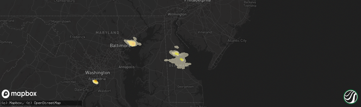 Hail map in Dover, DE on June 29, 2019