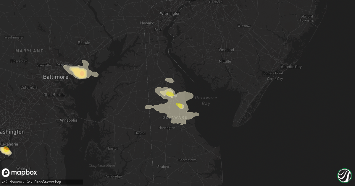 Hail map in Dover, DE on June 29, 2019