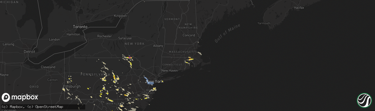 Hail map in Massachusetts on June 29, 2019