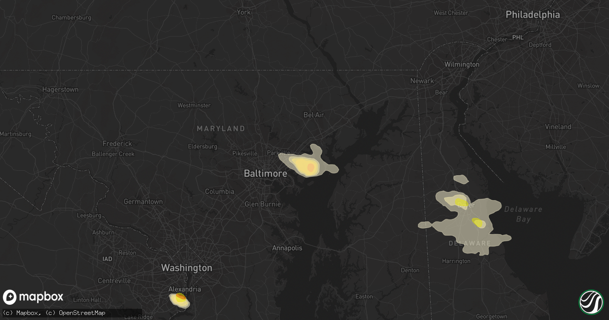 Hail map in Middle River, MD on June 29, 2019