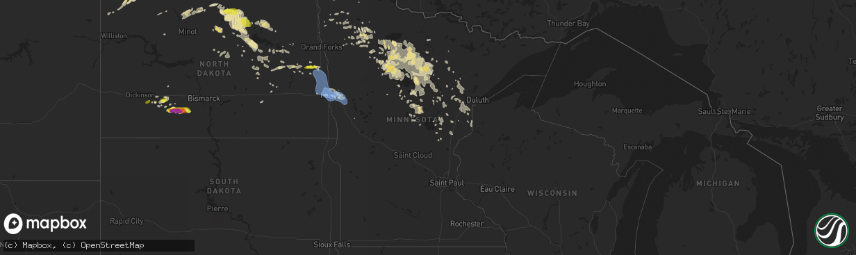 Hail map in Minnesota on June 29, 2019