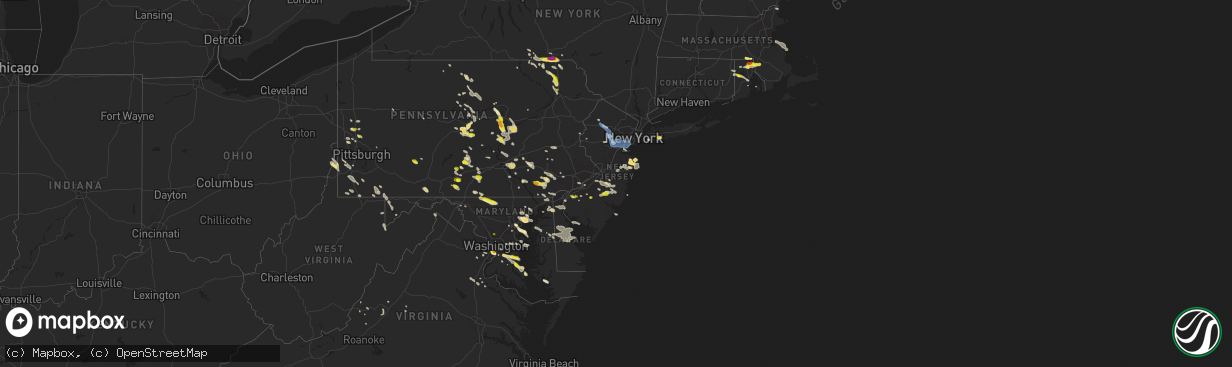 Hail map in New Jersey on June 29, 2019