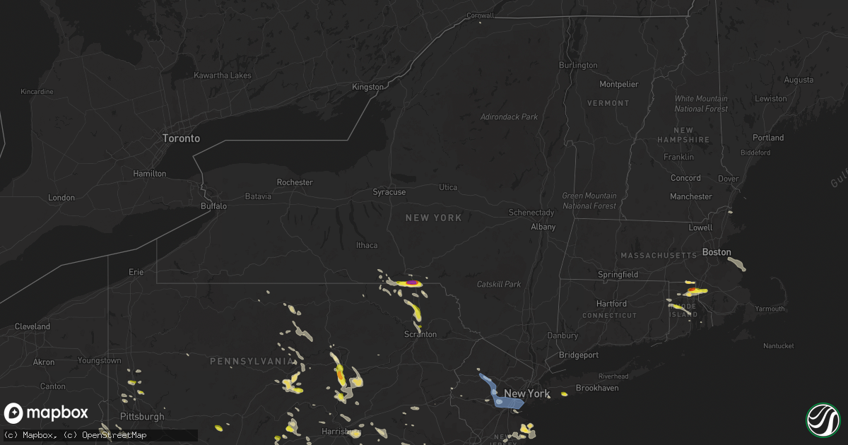 Hail map in New York on June 29, 2019