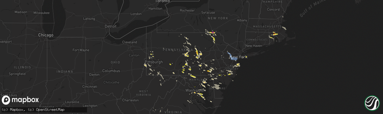 Hail map in Pennsylvania on June 29, 2019