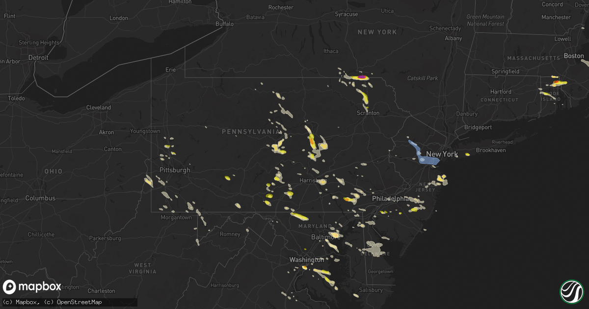 Hail map in Pennsylvania on June 29, 2019