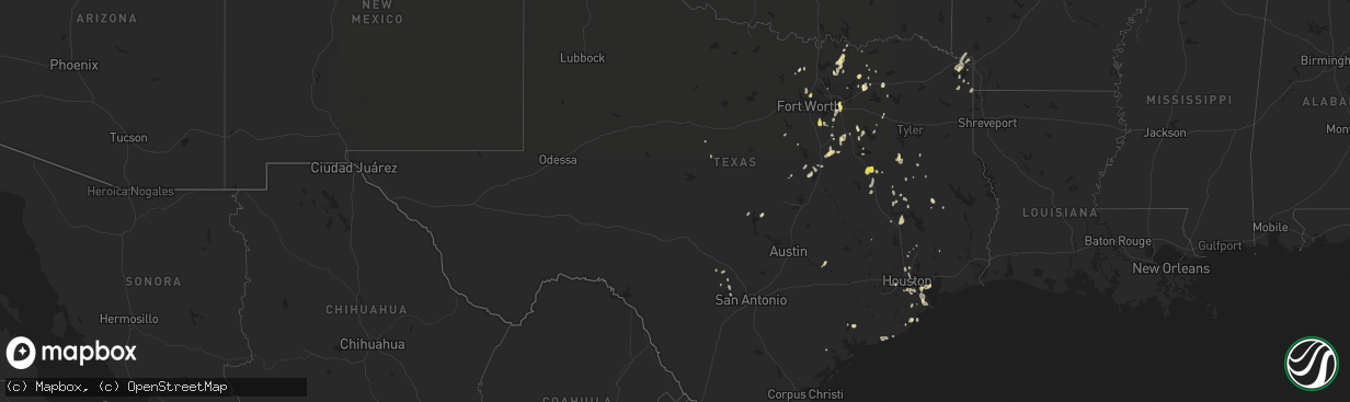 Hail map in Texas on June 29, 2019