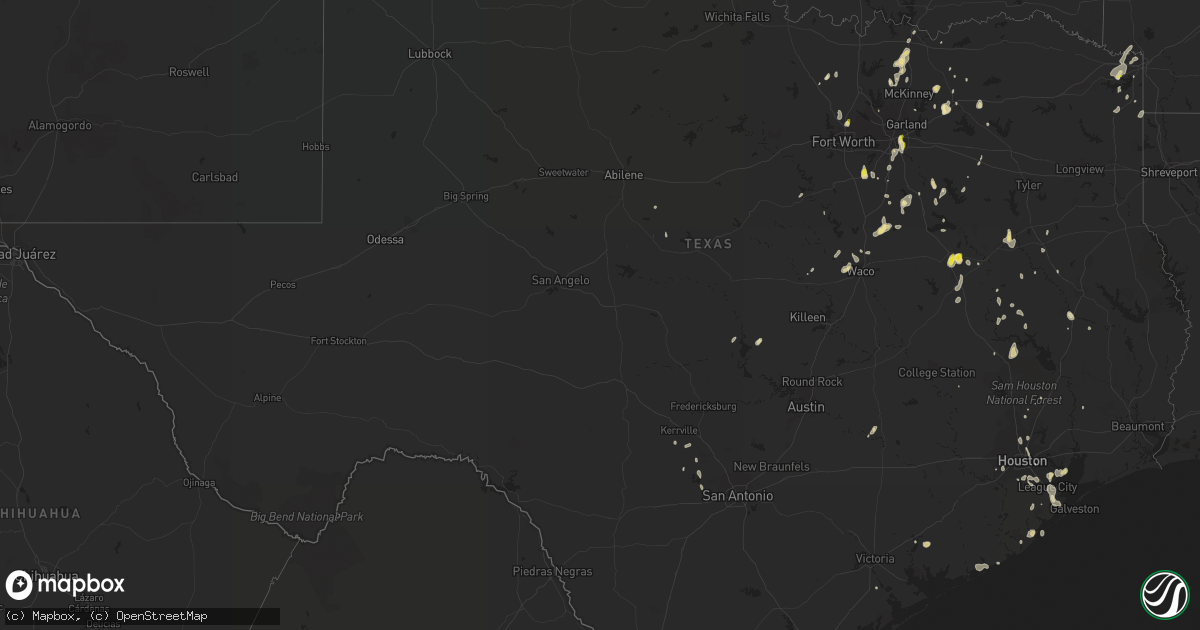 Hail map in Texas on June 29, 2019