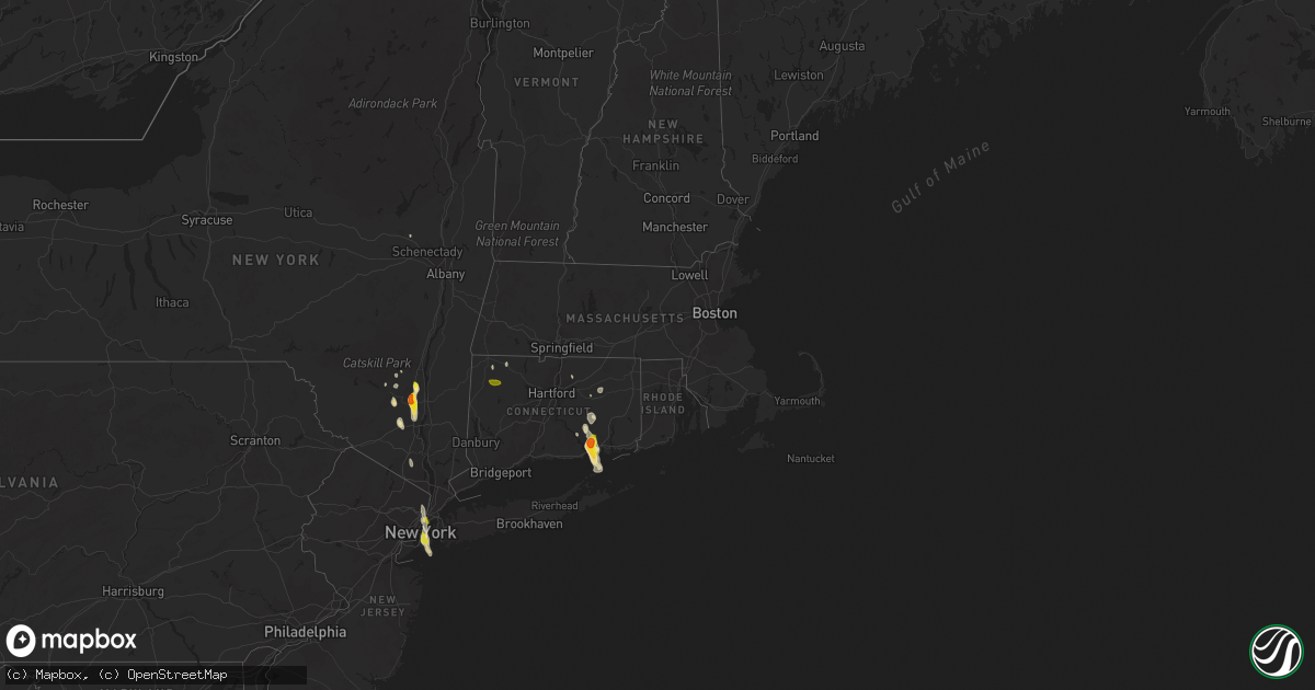 Hail map in Connecticut on June 29, 2020