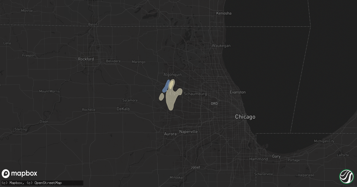 Hail map in Elgin, IL on June 29, 2020