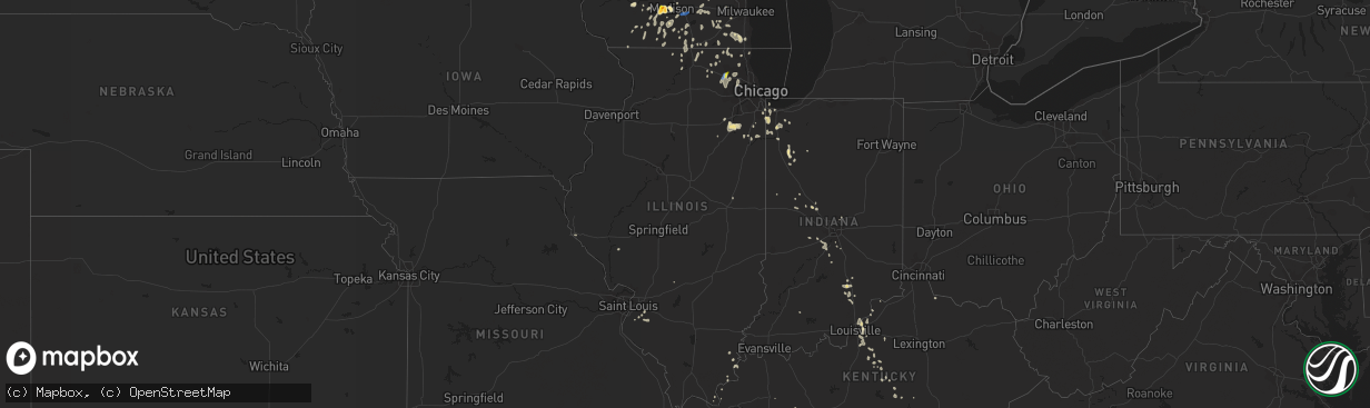 Hail map in Illinois on June 29, 2020