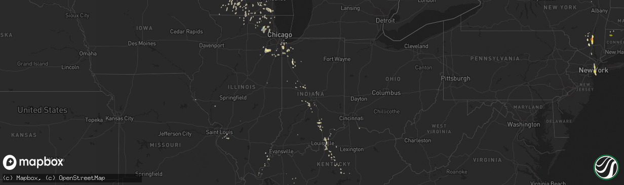 Hail map in Indiana on June 29, 2020