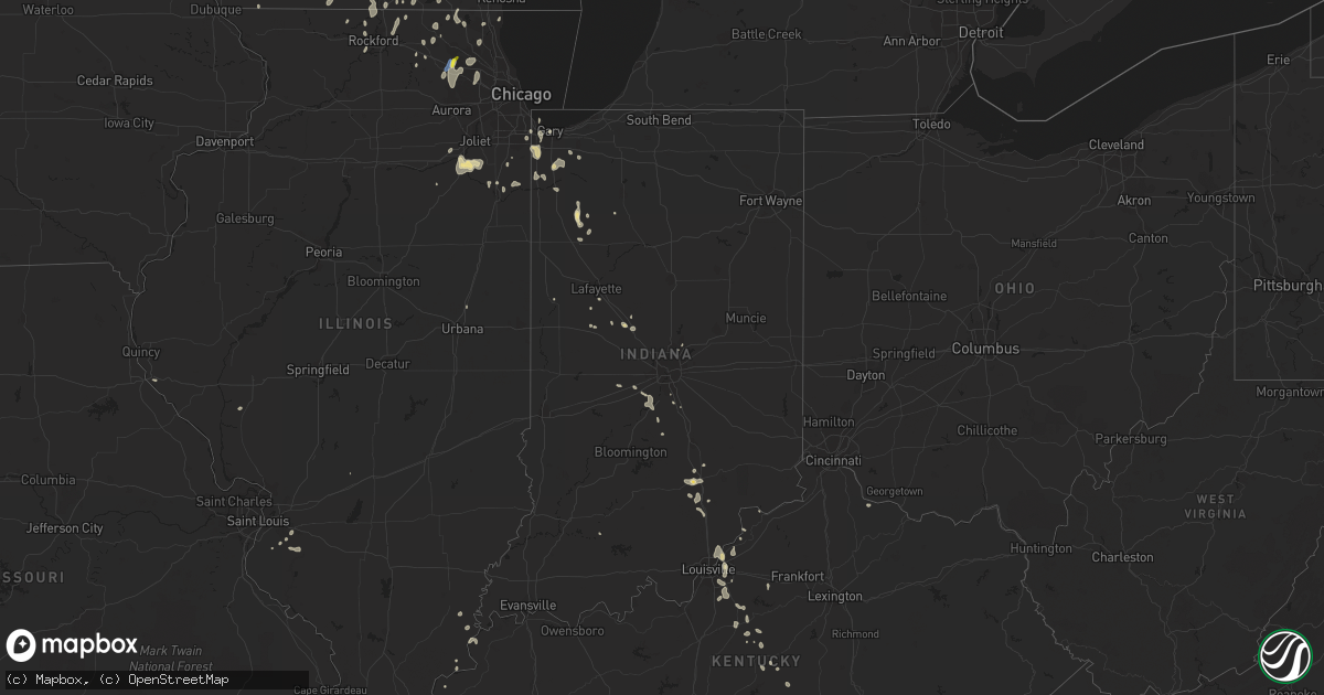 Hail map in Indiana on June 29, 2020
