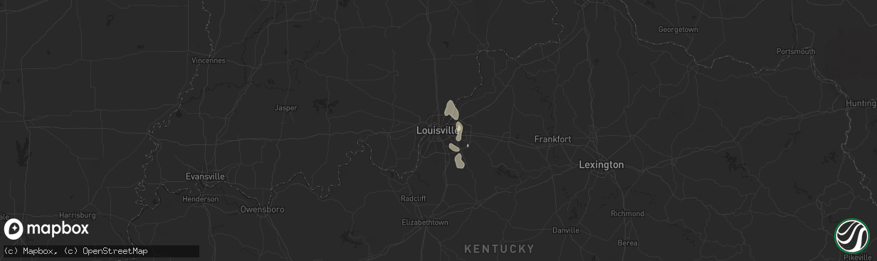 Hail map in Louisville, KY on June 29, 2020