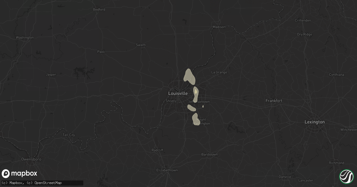 Hail map in Louisville, KY on June 29, 2020