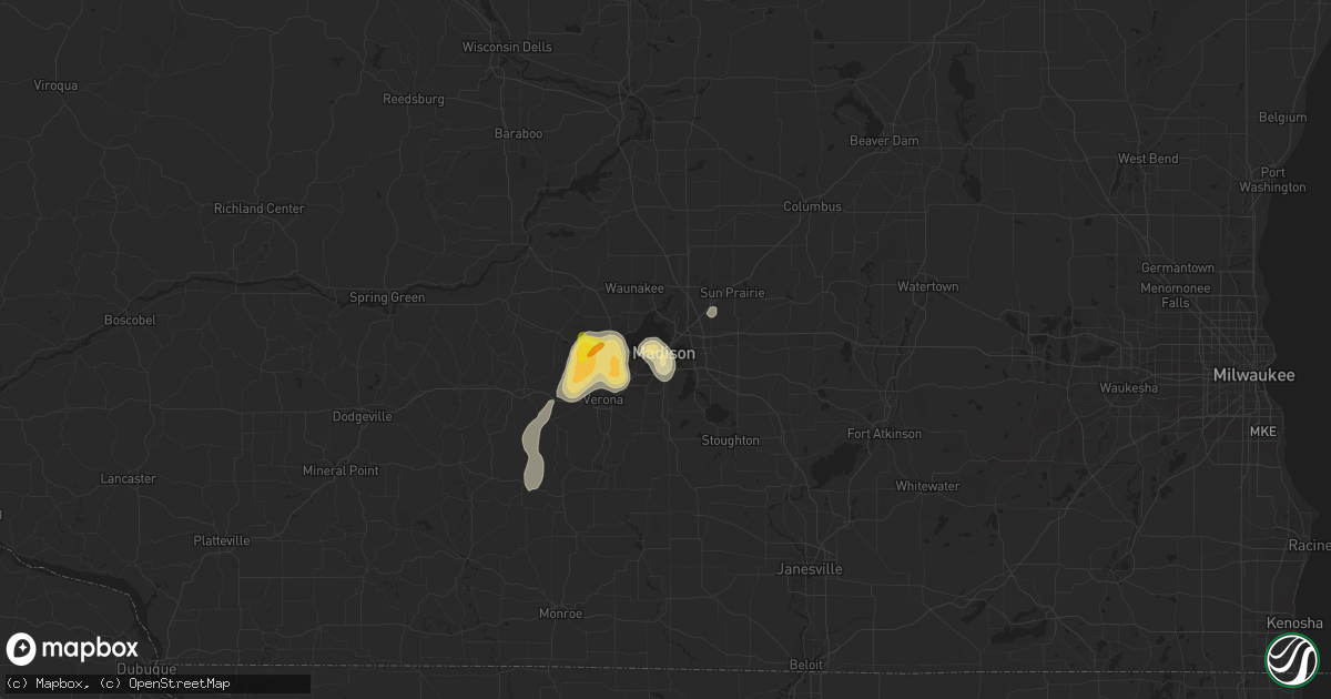 Hail map in Madison, WI on June 29, 2020