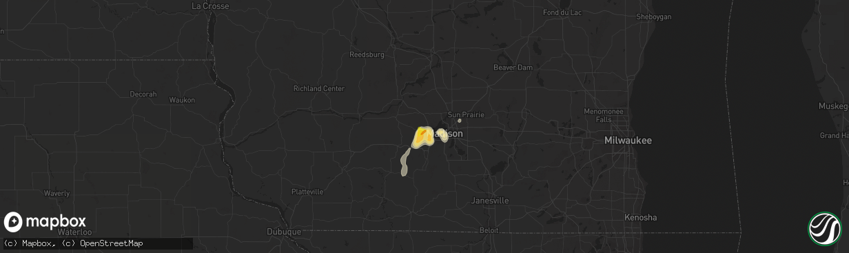 Hail map in Middleton, WI on June 29, 2020