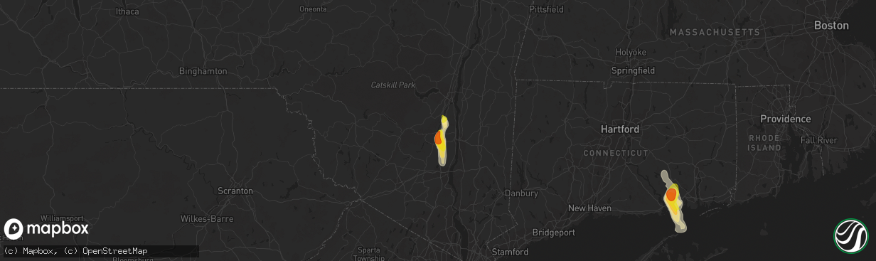 Hail map in New Paltz, NY on June 29, 2020