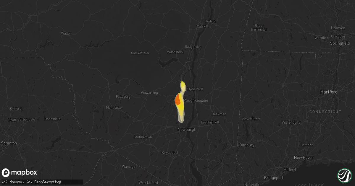 Hail map in New Paltz, NY on June 29, 2020