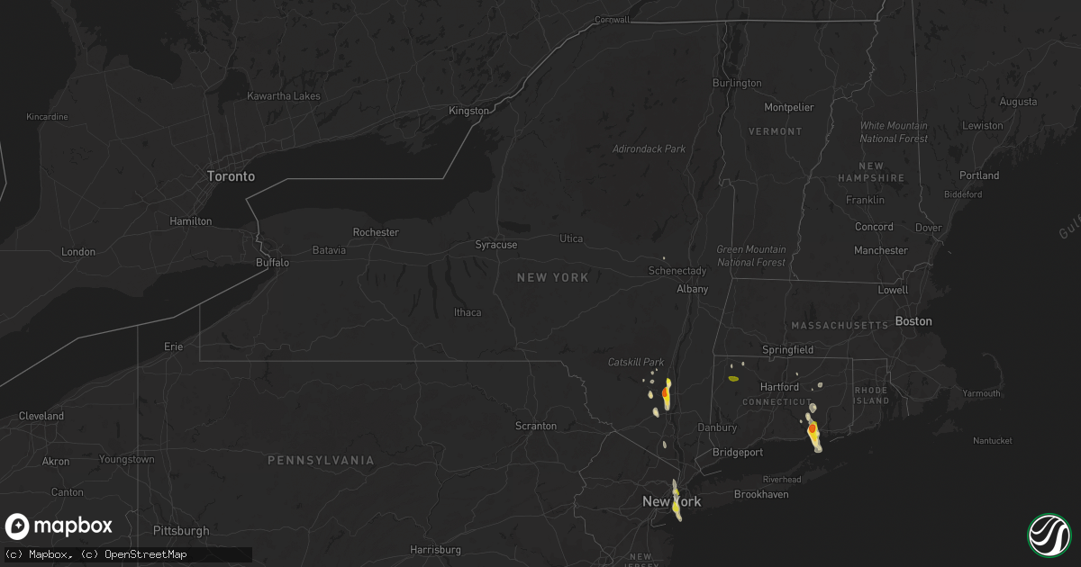 Hail map in New York on June 29, 2020