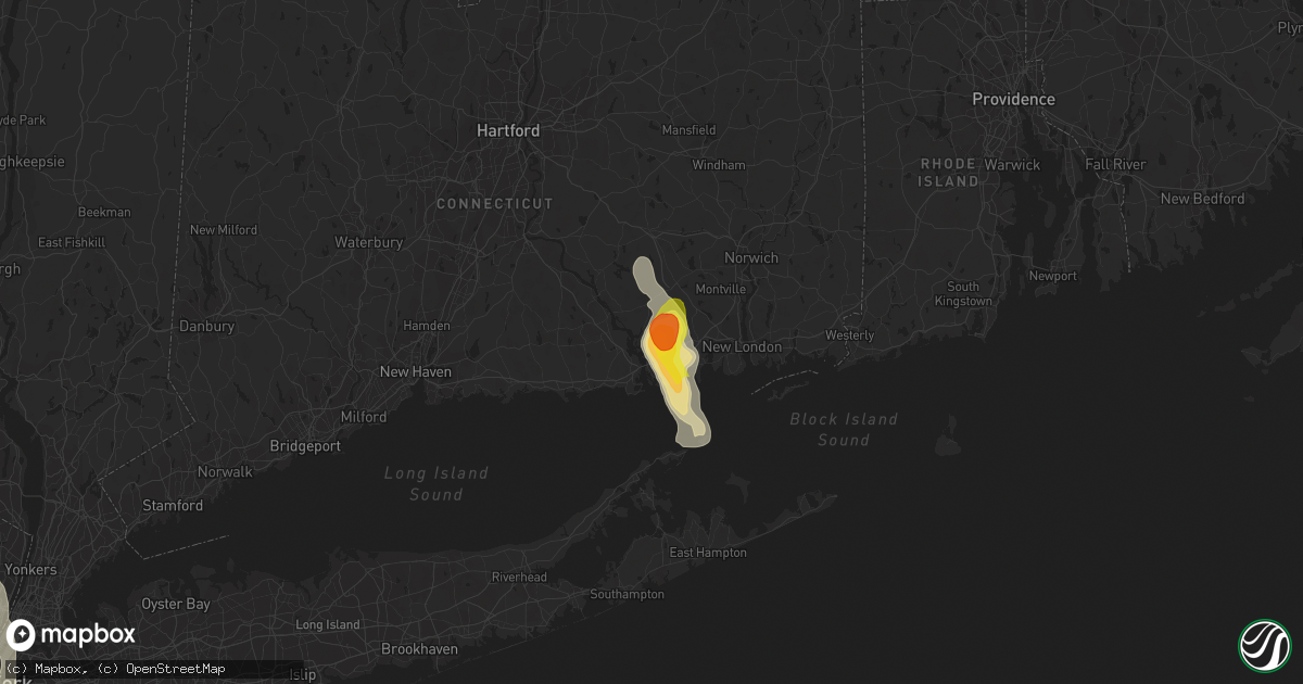 Hail map in Old Lyme, CT on June 29, 2020