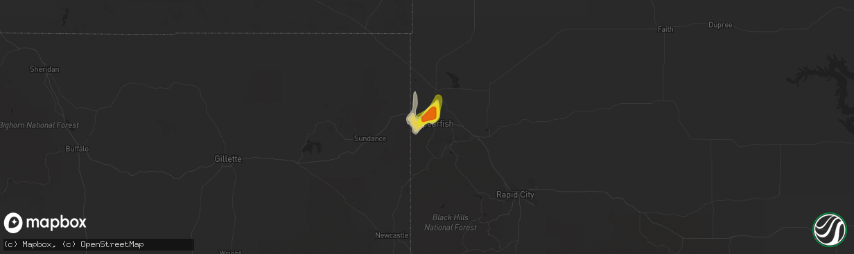 Hail map in Spearfish, SD on June 29, 2020