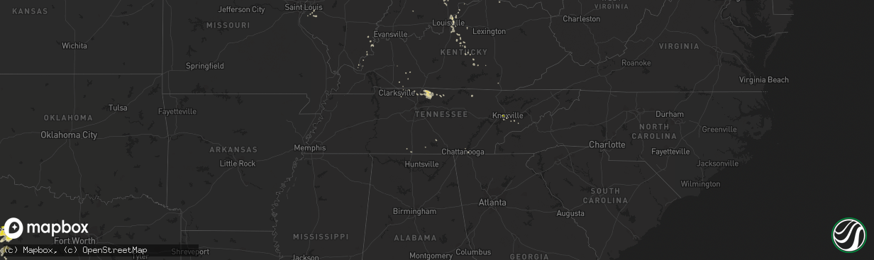 Hail map in Tennessee on June 29, 2020