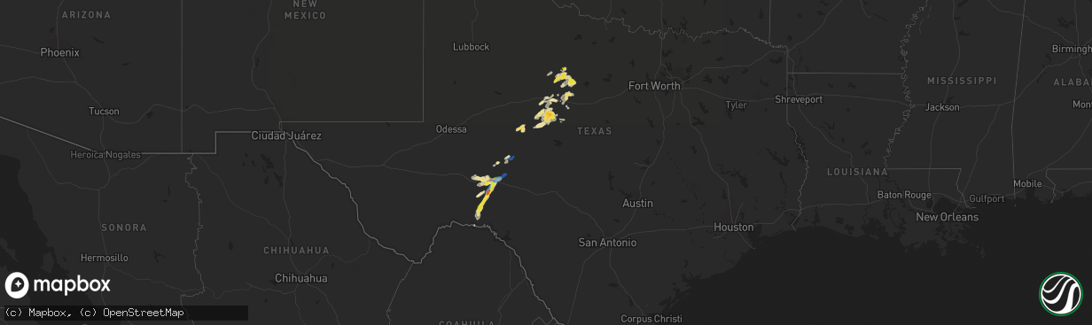 Hail map in Texas on June 29, 2020