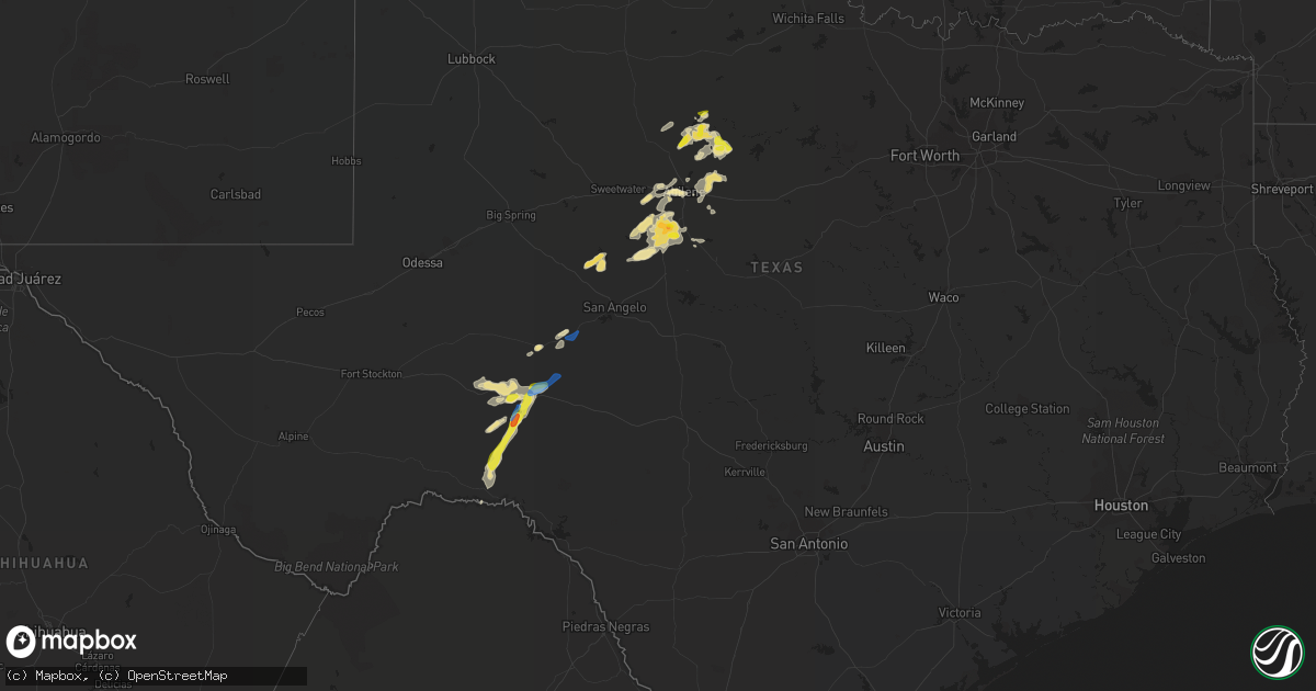 Hail map in Texas on June 29, 2020
