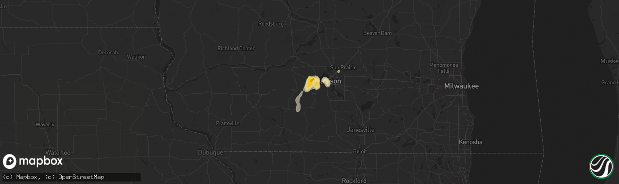 Hail map in Verona, WI on June 29, 2020