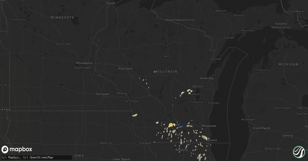 Hail map in Wisconsin on June 29, 2020