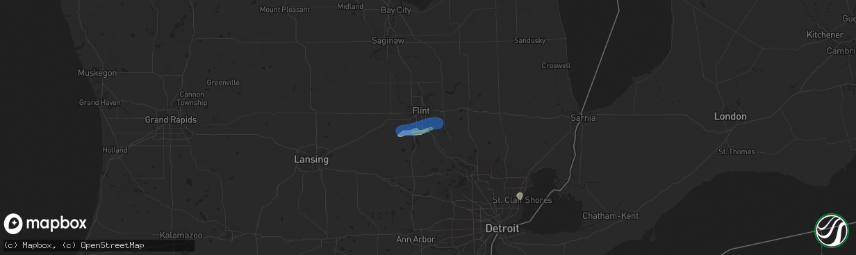 Hail map in Grand Blanc, MI on June 29, 2021