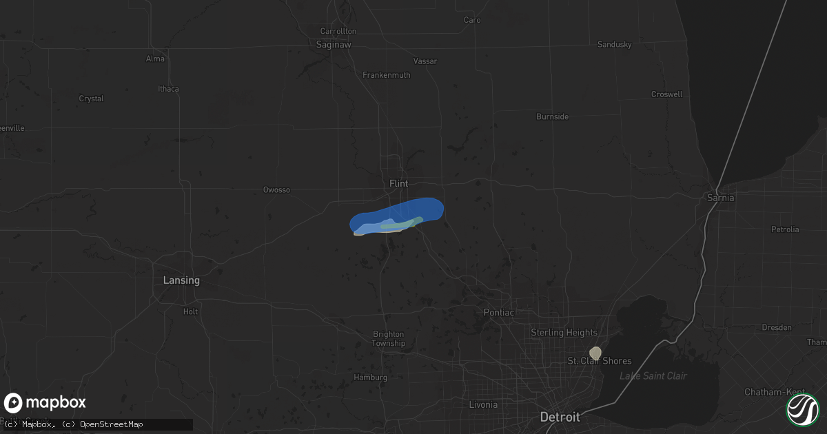 Hail map in Grand Blanc, MI on June 29, 2021