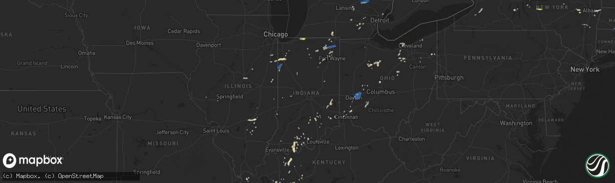 Hail map in Indiana on June 29, 2021