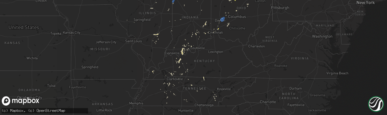 Hail map in Kentucky on June 29, 2021