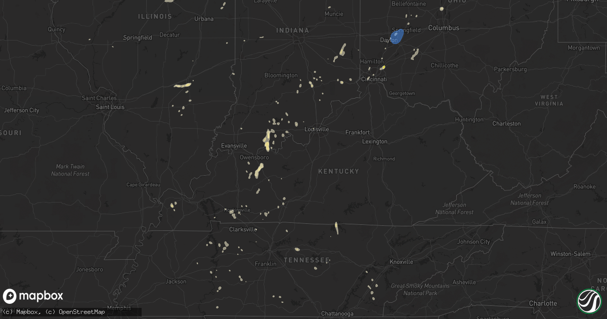 Hail map in Kentucky on June 29, 2021