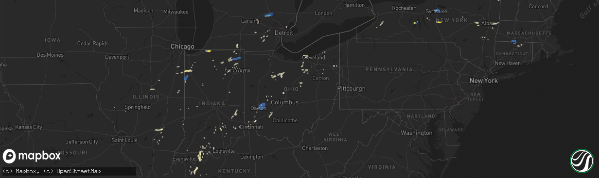 Hail map in Ohio on June 29, 2021
