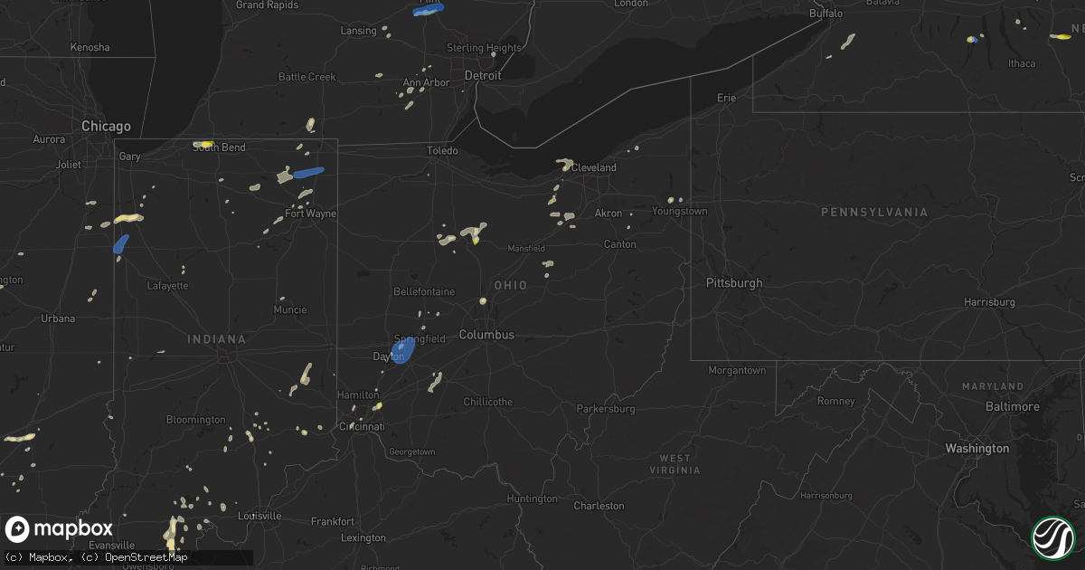 Hail map in Ohio on June 29, 2021