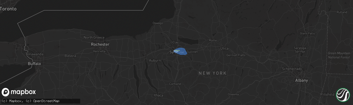 Hail map in Syracuse, NY on June 29, 2021