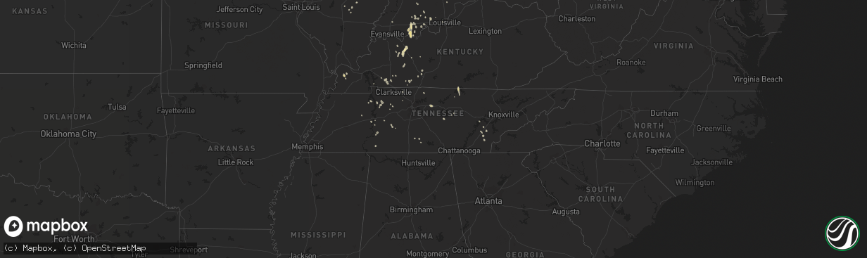 Hail map in Tennessee on June 29, 2021