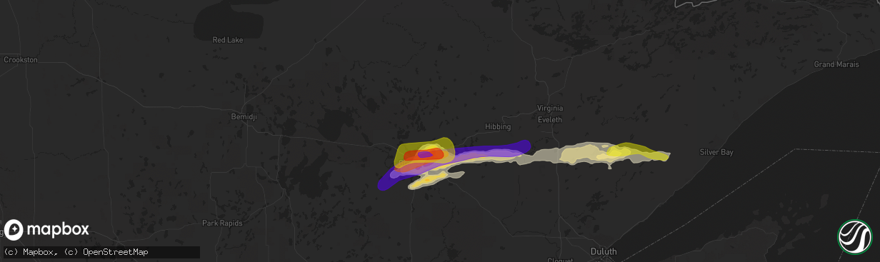 Hail map in Bovey, MN on June 29, 2022