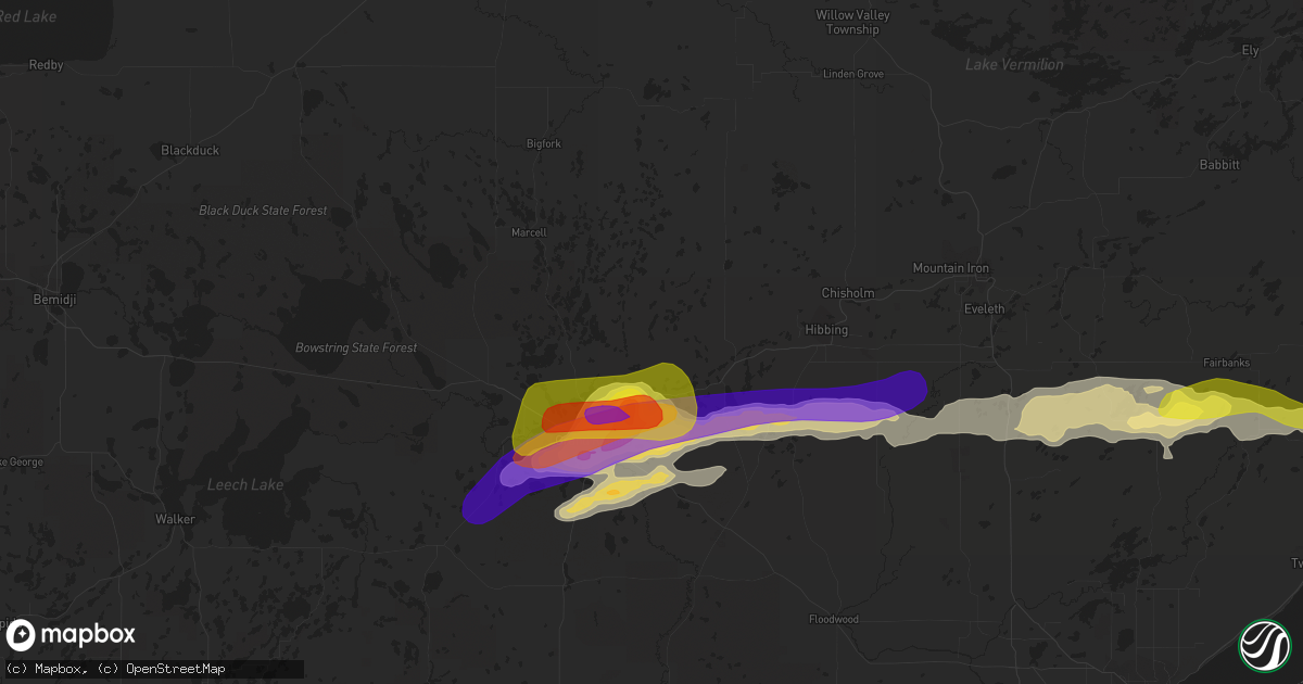 Hail map in Bovey, MN on June 29, 2022